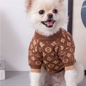 Brown Patterned Dog Sweater